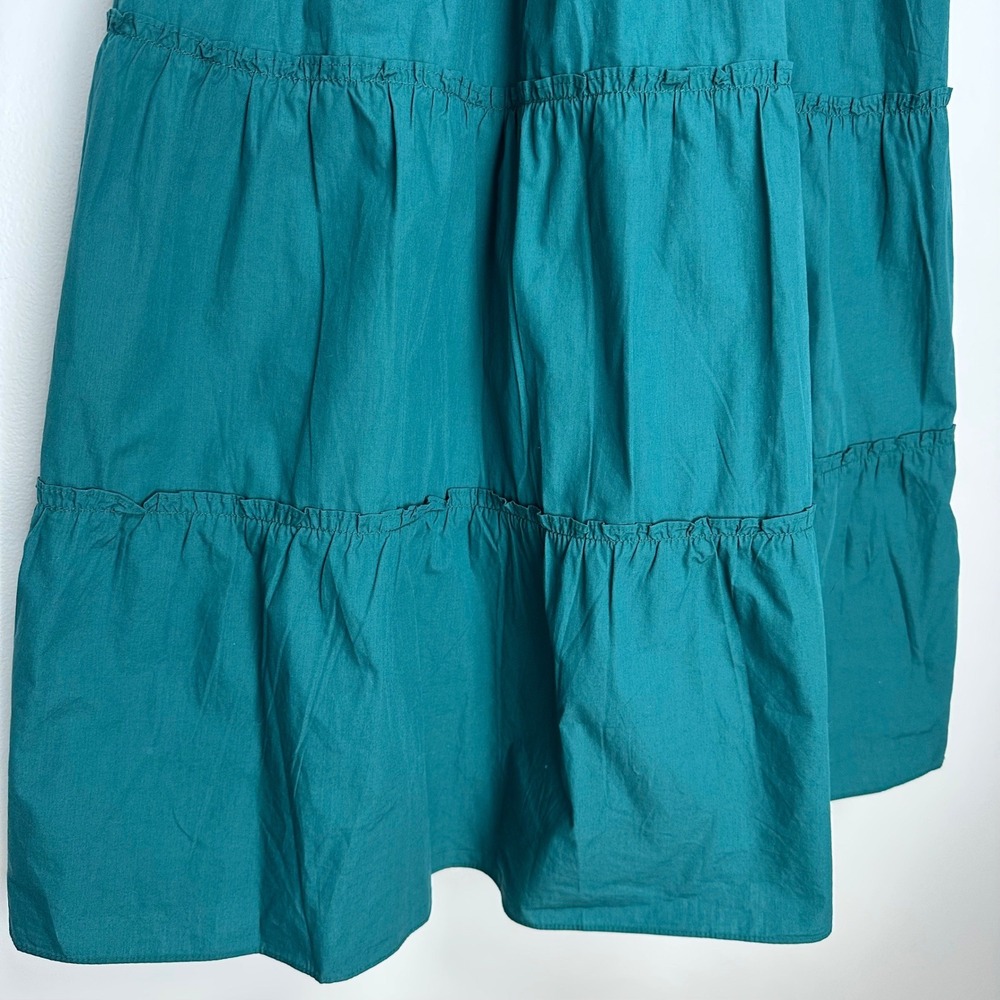 Quince 100% Organic Cotton Poplin Smocked Midi Dress in Garden Green L - Picture 7 of 11
